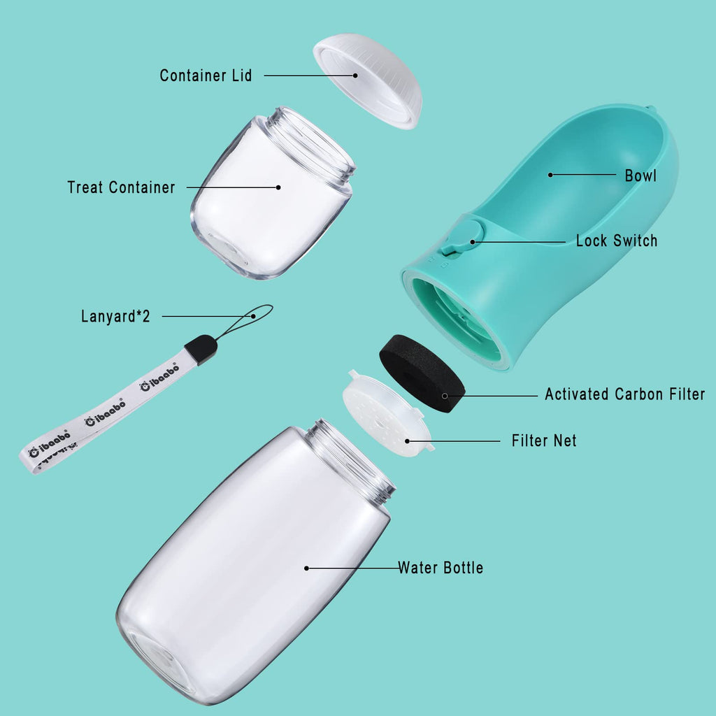 Cibaabo Dog Water Bottle with Food Container, Travel Puppy Water Bowl, Portable Pet Dispenser, Dog Gift Stuff Accessories Items, Puppy Essentials Necessities for Yorkie Cat Walking and Hiking