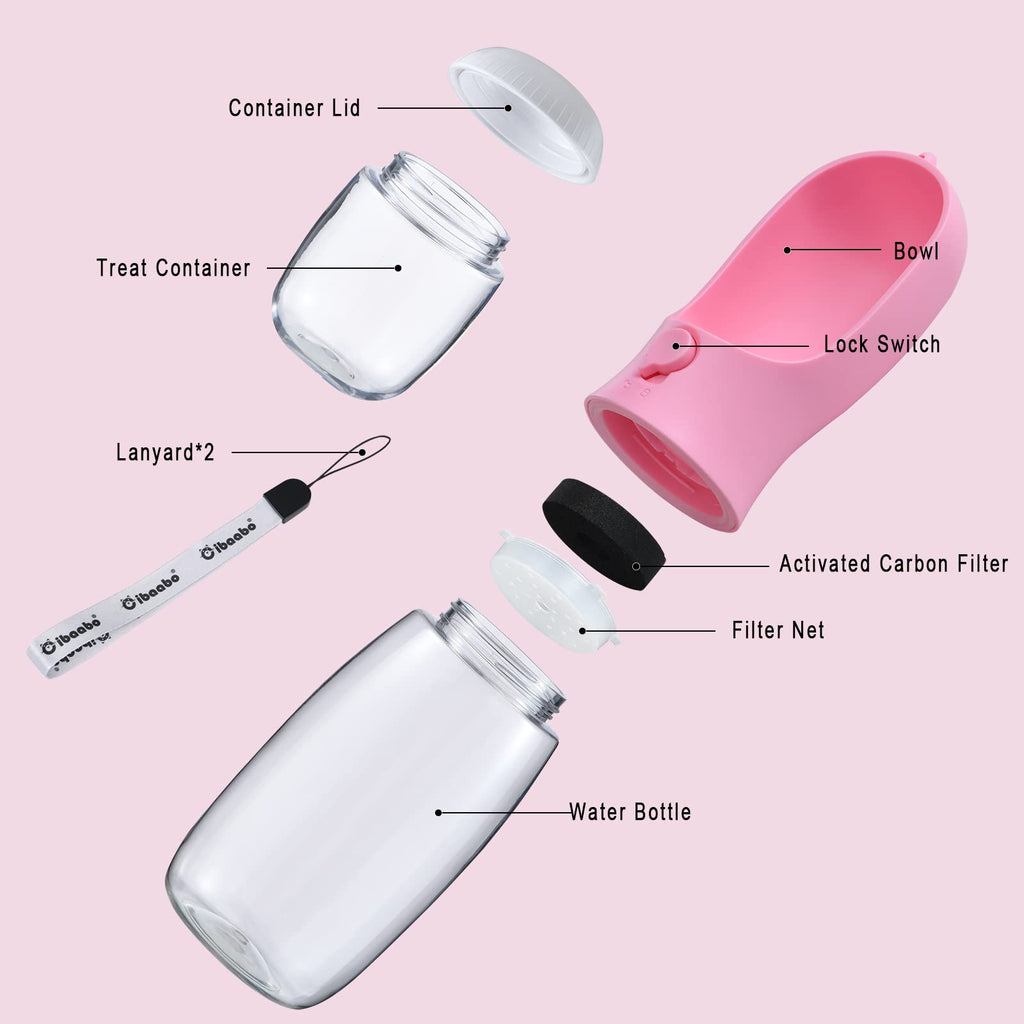 Cibaabo Dog Water Bottle with Food Container, Travel Puppy Water Bowl, Portable Pet Dispenser, Dog Gift Stuff Accessories Items, Puppy Essentials Necessities for Yorkie Cat Walking and Hiking