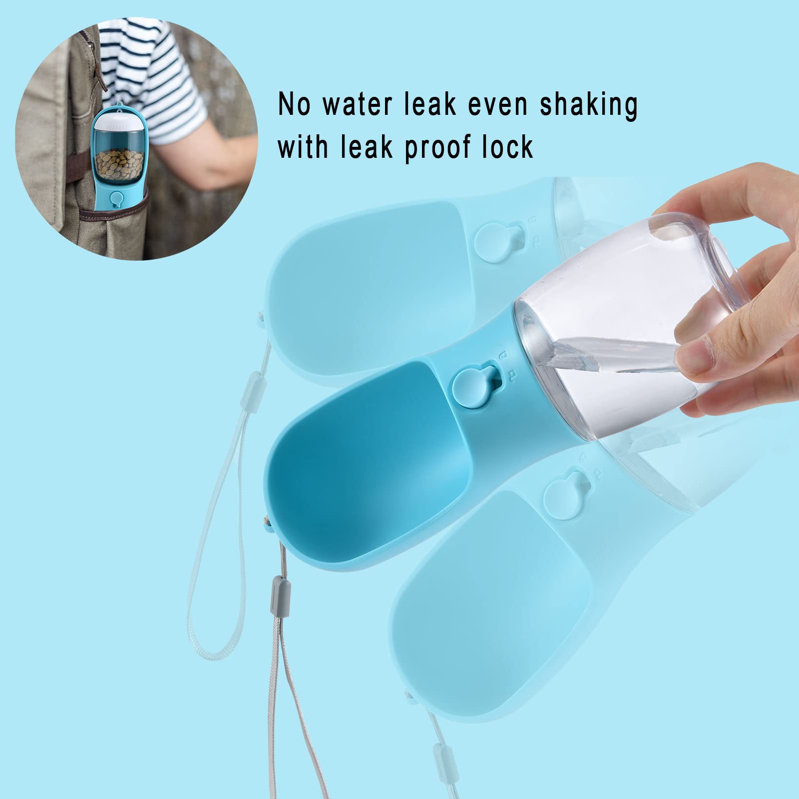 Cibaabo Dog Water Bottle with Food Container, Travel Puppy Water Bowl, Portable Pet Dispenser, Dog Gift Stuff Accessories Items, Puppy Essentials Necessities for Yorkie Cat Walking and Hiking