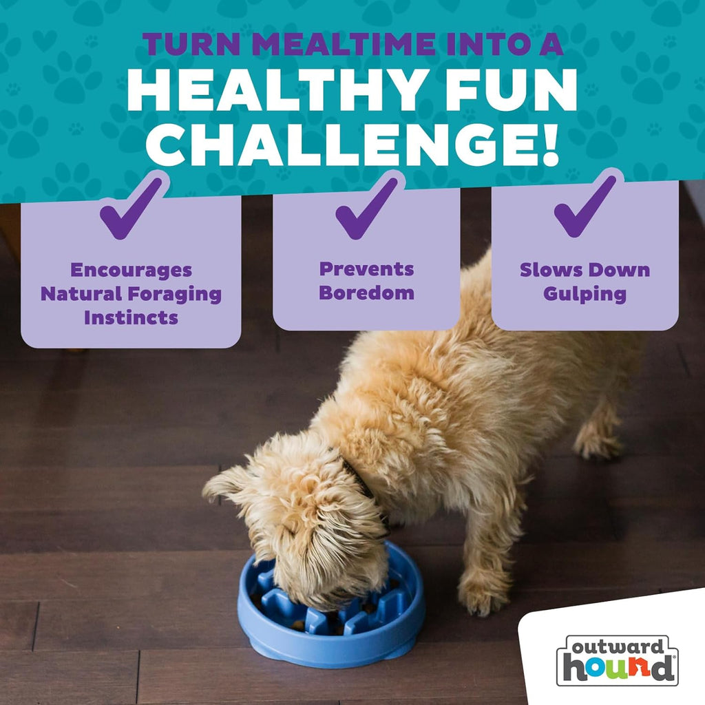 Outward Hound Fun Feeder Slo Bowl – Large 4‑Cup Capacity,Slow Feeding,Medium to Large Dogs,Non‑Slip,Orange,Swirl Pattern,(Pack of 6)