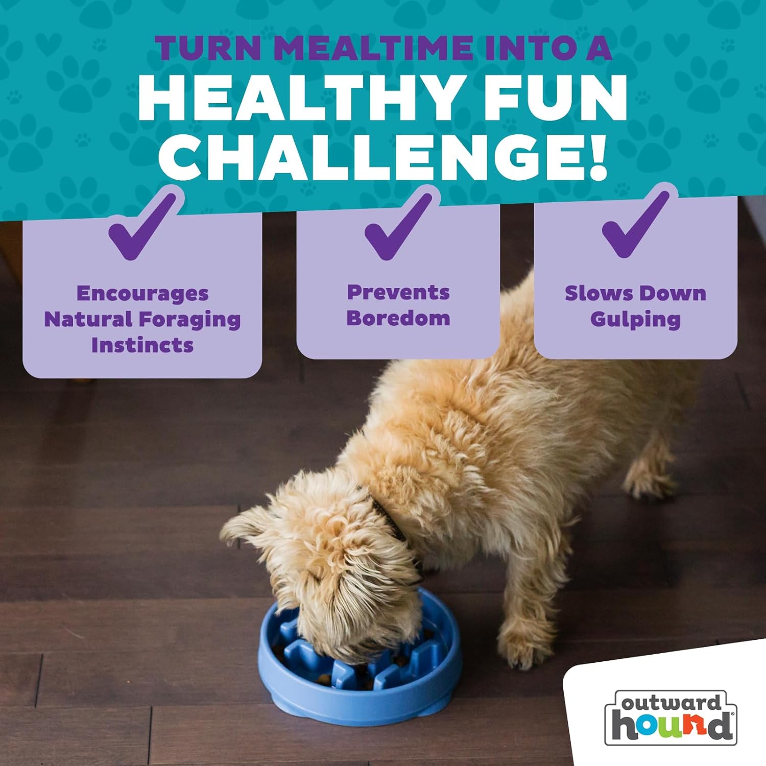 Outward Hound Fun Feeder Slo Bowl – Large 4‑Cup Capacity,Slow Feeding,Medium to Large Dogs,Non‑Slip,Orange,Swirl Pattern,(Pack of 6)