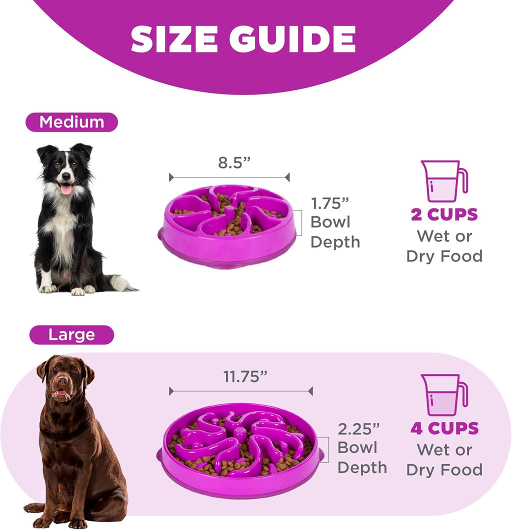 Outward Hound Fun Feeder Slo Bowl – Large 4‑Cup Capacity,Slow Feeding,Medium to Large Dogs,Non‑Slip,Orange,Swirl Pattern,(Pack of 6)
