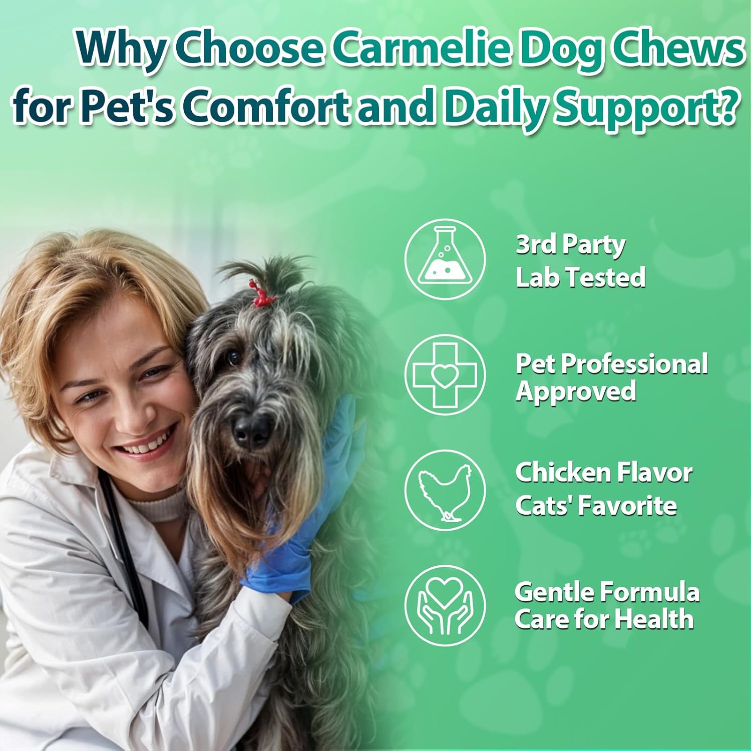 Carmelie Flea and Tick Prevention for Dogs Chewables - 200 Soft Chews Natural Dog Flea and Tick Chewables, Oral Flea Supplement for Dogs, Puppy Flea Support - All Breeds & Ages - Chicken Flavor
