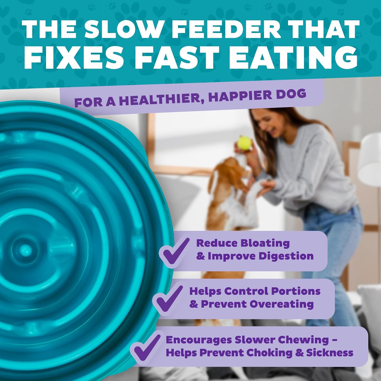 Outward Hound Fun Feeder Slo Bowl – Large 4‑Cup Capacity,Slow Feeding,Medium to Large Dogs,Non‑Slip,Orange,Swirl Pattern,(Pack of 6)