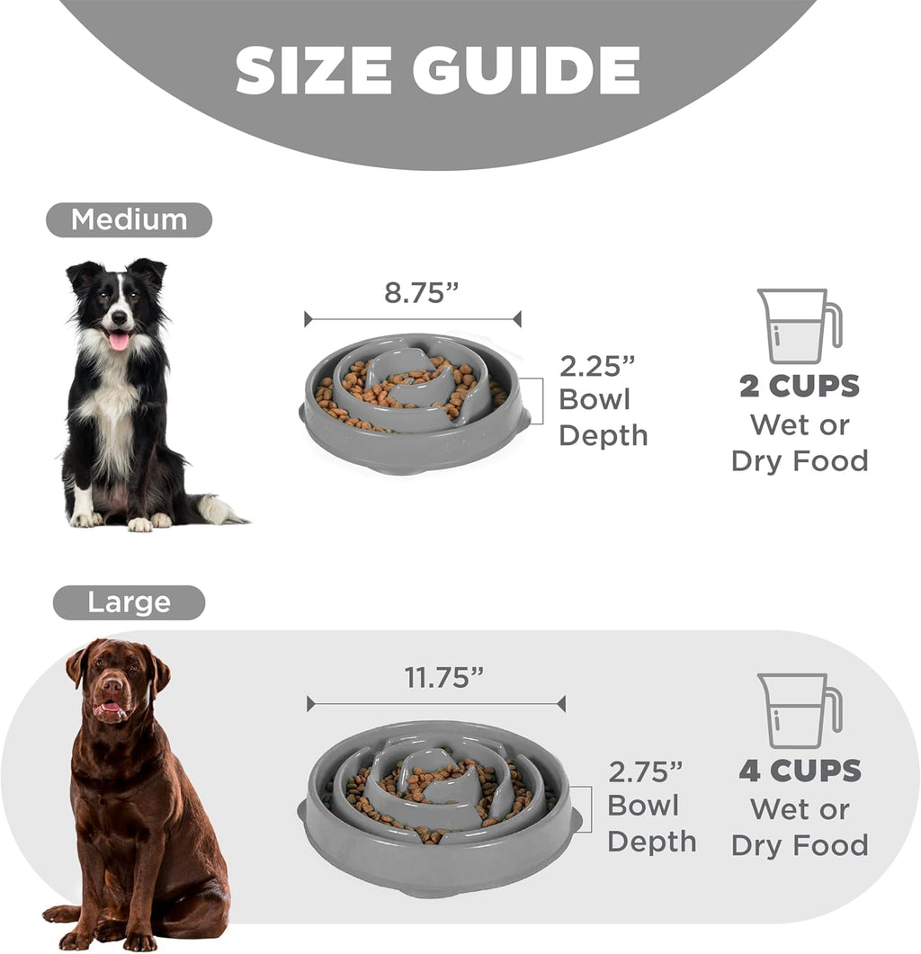 Outward Hound Fun Feeder Slo Bowl – Large 4‑Cup Capacity,Slow Feeding,Medium to Large Dogs,Non‑Slip,Orange,Swirl Pattern,(Pack of 6)