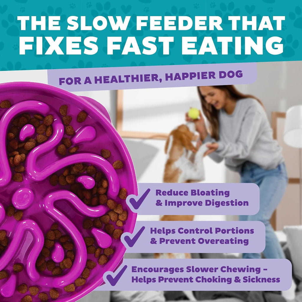 Outward Hound Fun Feeder Slo Bowl – Large 4‑Cup Capacity,Slow Feeding,Medium to Large Dogs,Non‑Slip,Orange,Swirl Pattern,(Pack of 6)