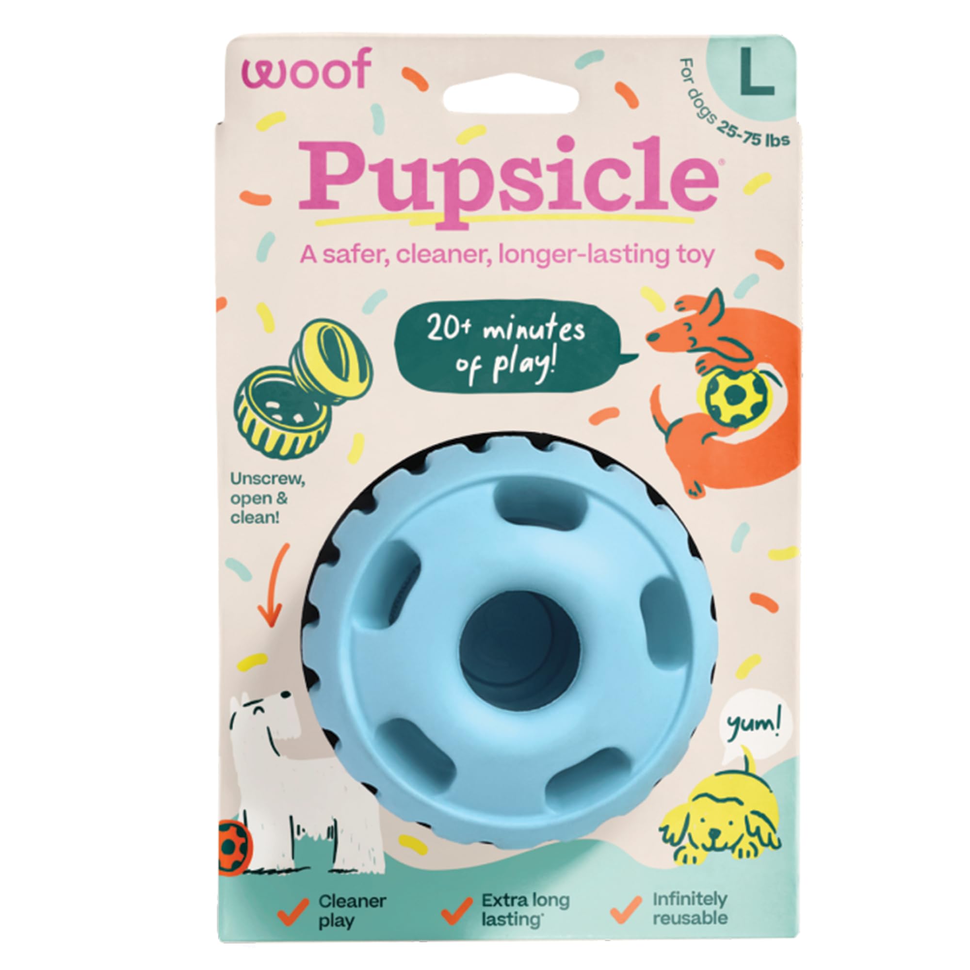 WOOF Pupsicle - Long-Lasting Interactive Dog Ball Toy to Keep Your Pup Busy and Distracted - Safe for Dogs - Low-Mess Design - Dog Toys for Small Dogs 10-25 lbs