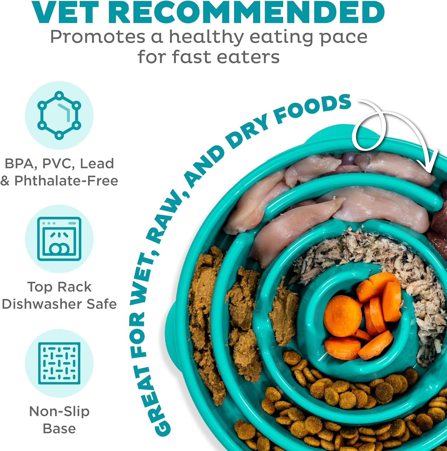 Outward Hound Fun Feeder Slo Bowl – Large 4‑Cup Capacity,Slow Feeding,Medium to Large Dogs,Non‑Slip,Orange,Swirl Pattern,(Pack of 6)
