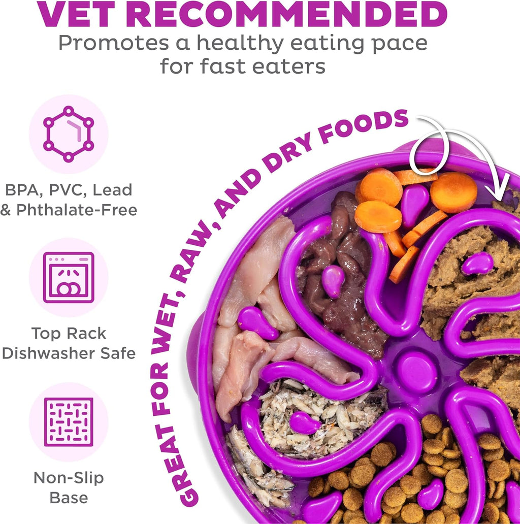 Outward Hound Fun Feeder Slo Bowl – Large 4‑Cup Capacity,Slow Feeding,Medium to Large Dogs,Non‑Slip,Orange,Swirl Pattern,(Pack of 6)