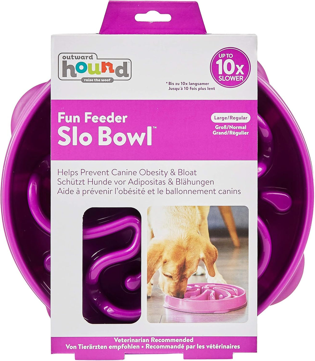 Outward Hound Fun Feeder Slo Bowl – Large 4‑Cup Capacity,Slow Feeding,Medium to Large Dogs,Non‑Slip,Orange,Swirl Pattern,(Pack of 6)