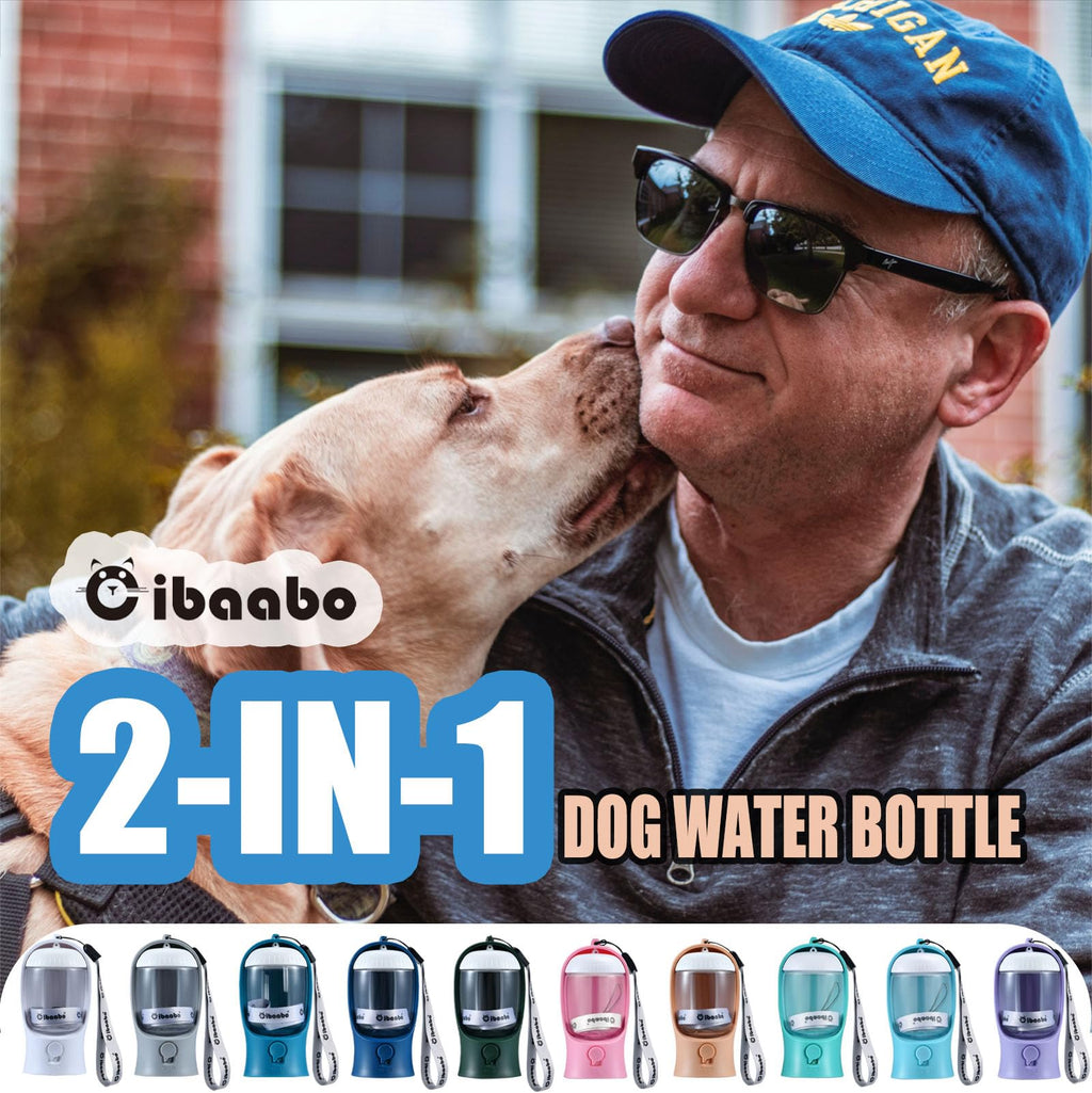 Cibaabo Dog Water Bottle with Food Container, Travel Puppy Water Bowl, Portable Pet Dispenser, Dog Gift Stuff Accessories Items, Puppy Essentials Necessities for Yorkie Cat Walking and Hiking