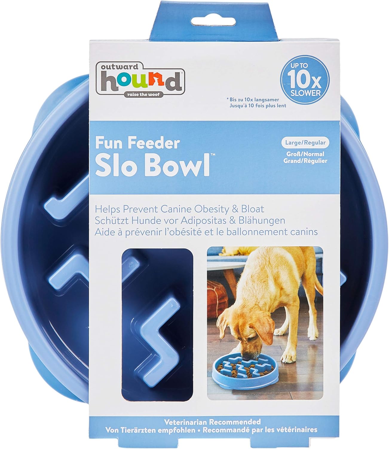 Outward Hound Fun Feeder Slo Bowl – Large 4‑Cup Capacity,Slow Feeding,Medium to Large Dogs,Non‑Slip,Orange,Swirl Pattern,(Pack of 6)