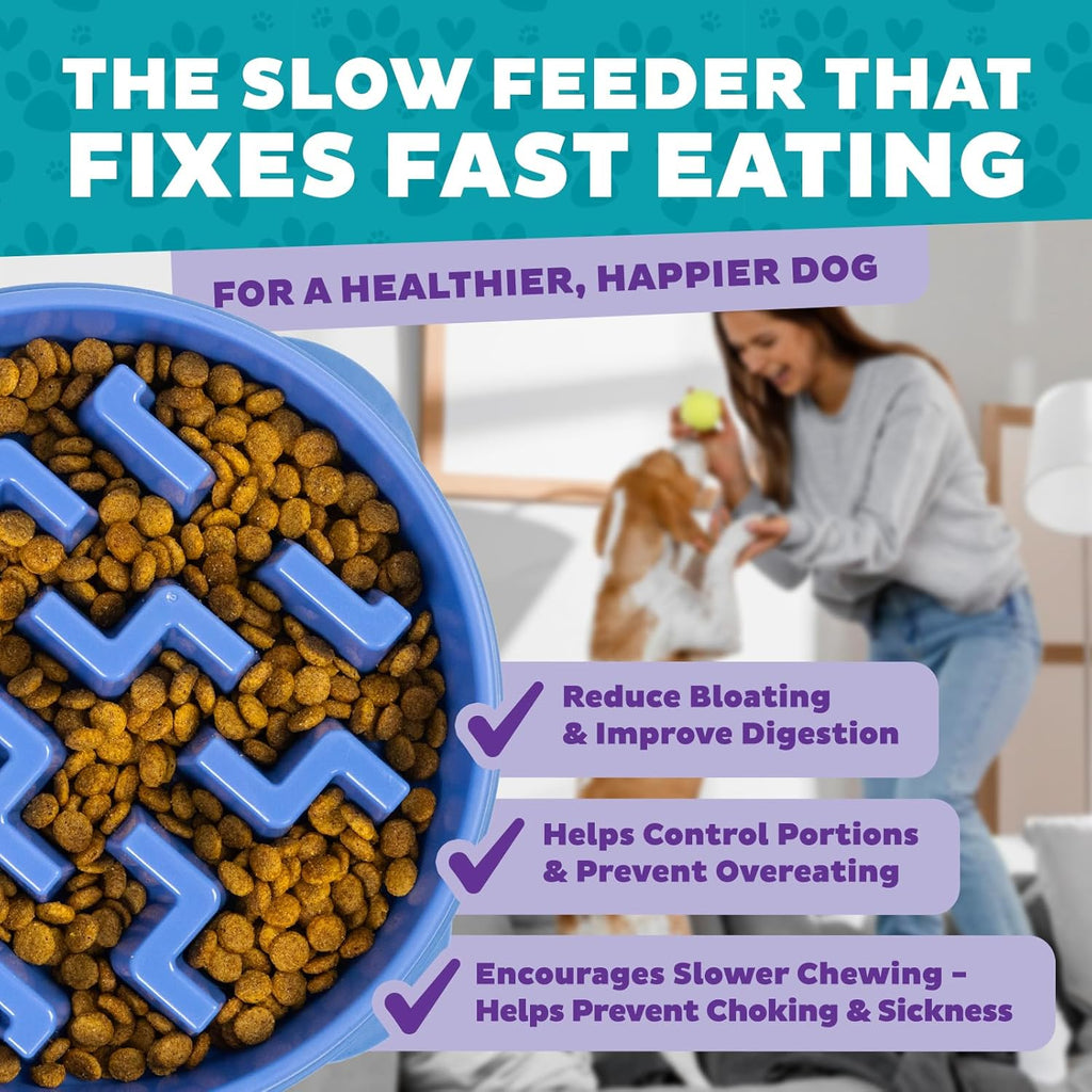 Outward Hound Fun Feeder Slo Bowl – Large 4‑Cup Capacity,Slow Feeding,Medium to Large Dogs,Non‑Slip,Orange,Swirl Pattern,(Pack of 6)
