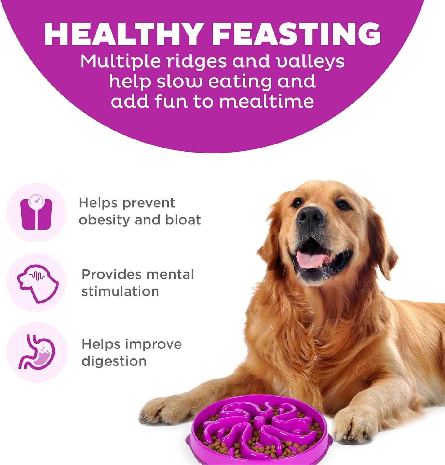 Outward Hound Fun Feeder Slo Bowl – Large 4‑Cup Capacity,Slow Feeding,Medium to Large Dogs,Non‑Slip,Orange,Swirl Pattern,(Pack of 6)