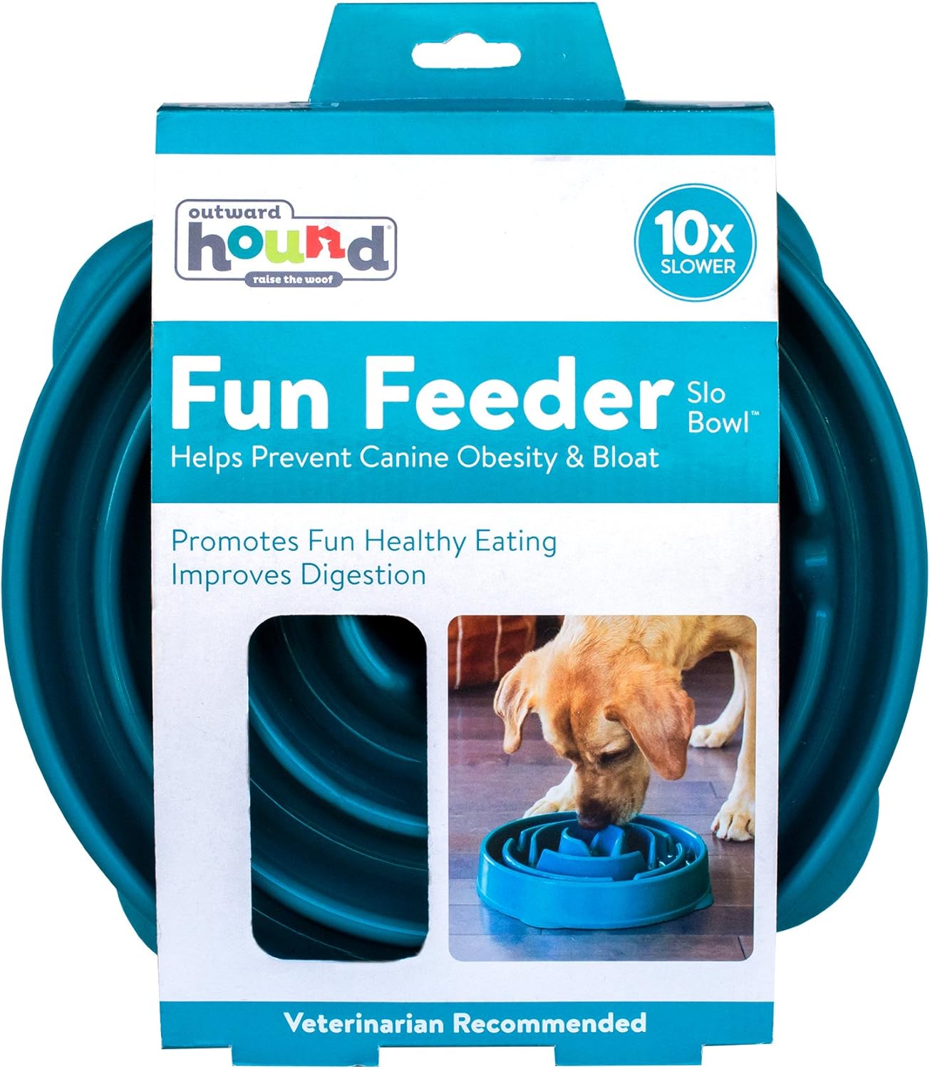 Outward Hound Fun Feeder Slo Bowl – Large 4‑Cup Capacity,Slow Feeding,Medium to Large Dogs,Non‑Slip,Orange,Swirl Pattern,(Pack of 6)