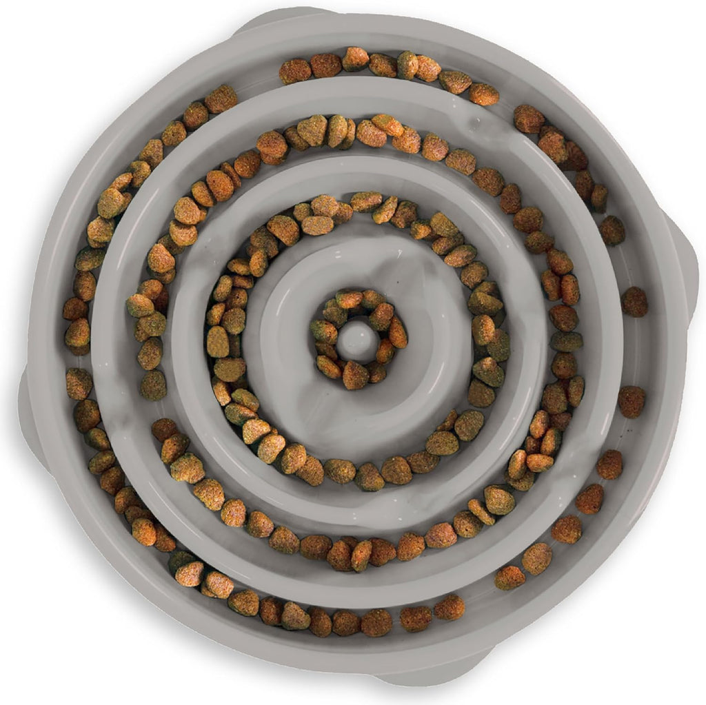 Outward Hound Fun Feeder Slo Bowl – Large 4‑Cup Capacity,Slow Feeding,Medium to Large Dogs,Non‑Slip,Orange,Swirl Pattern,(Pack of 6)