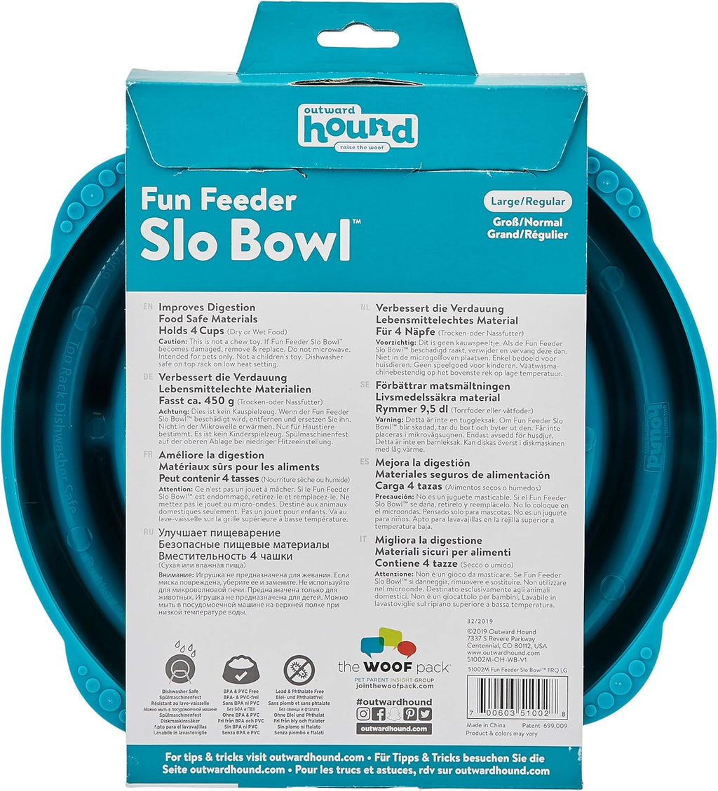 Outward Hound Fun Feeder Slo Bowl – Large 4‑Cup Capacity,Slow Feeding,Medium to Large Dogs,Non‑Slip,Orange,Swirl Pattern,(Pack of 6)