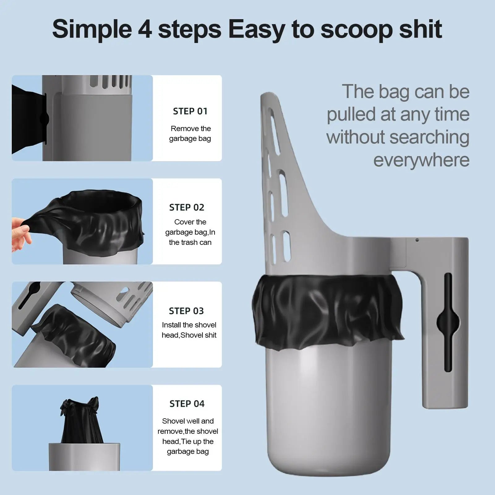Cat Litter Scooper Cat Litter Scooper with Holder Poop Shovel Large Capacity Portable Pet Supplies Trash Can for Men Women Home